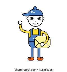 Delivery courier man holding an envelope or parcel box isolated