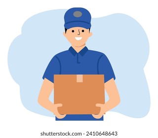 
delivery courier man holding package