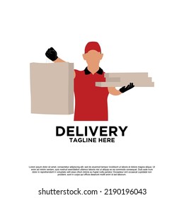 Delivery with courier man logo design Premium Vector part 7