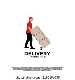 Delivery with courier man logo design Premium Vector part 5
