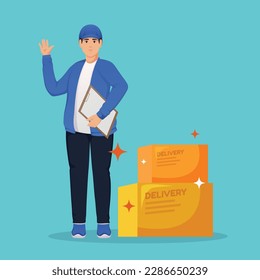 delivery courier people service vector illustration