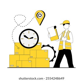 Delivery. The courier plots the route and time