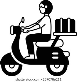 Delivery Courier with Scooter Motorcycle