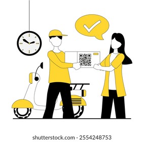 Delivery. The courier takes the parcel to the customer