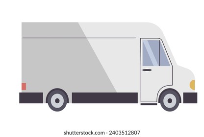 Delivery, courier or van for moving. Side view on the automobile. Isolated vector illustration in flat design