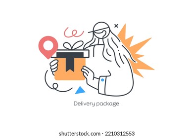 Delivery Courier Vector Isolated Concept Metaphor Illustration. Flat vector illustration isolated on white background