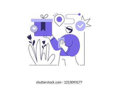 Ilustración de Metáfora de Concepto Aislado de Vector de Entrega. Ilustración vectorial plana aislada en fondo blanco