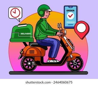 Delivery Courier Worker Illustration Set