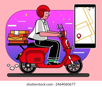 Delivery Courier Worker Illustration Set