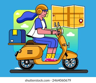 Delivery Courier Worker Illustration Set
