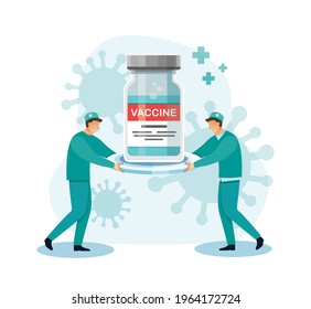 delivery of covid-19 vaccines. Medicine healthcare concept, Vector illustration