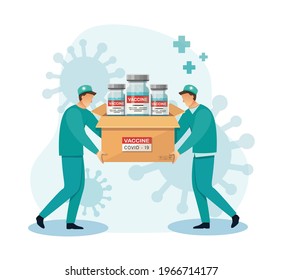 delivery of covid-19 vaccines. Medicine healthcare concept, Vector illustration