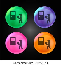 Delivery crystal ball design icon in green - blue - pink and orange.