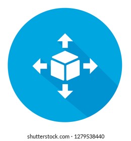  Delivery cube box package with four arrows in different directions  vector icon illustration