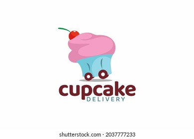 delivery cupcake logo vector graphic for any business especialy for cake or cupcake delivery, shop, bakery, cafe, etc.