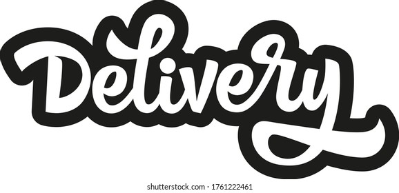 Delivery custom lettering based on a hand-written brush script. Online service with fast delivery. For store, supermarket, website, poster, cafe.