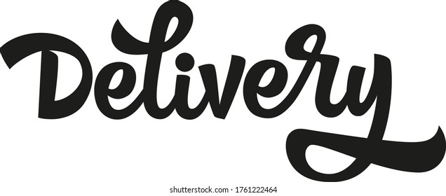 Delivery custom lettering based on a hand-written brush script. Online service with fast delivery. For store, supermarket, website, poster, cafe.