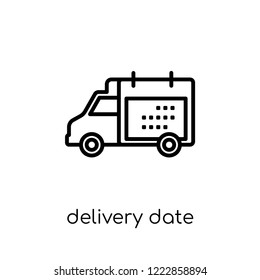 delivery date icon. Trendy modern flat linear vector delivery date icon on white background from thin line Delivery and logistic collection, outline vector illustration