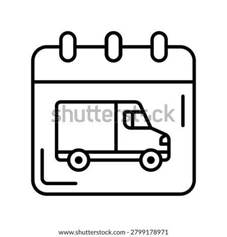 Delivery date icon vector. Shipping schedule illustration sign. Arrival time symbol. Logistics calendar logo or mark.