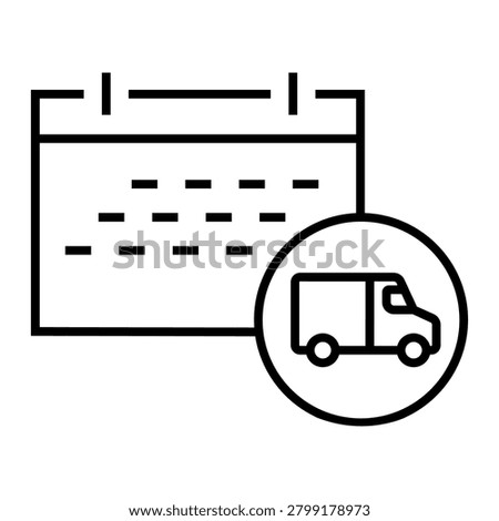 Delivery date icon vector. Shipping schedule illustration sign. Arrival time symbol. Logistics calendar logo or mark.