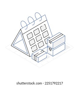 Delivery date of a parcel isometric vector icon 