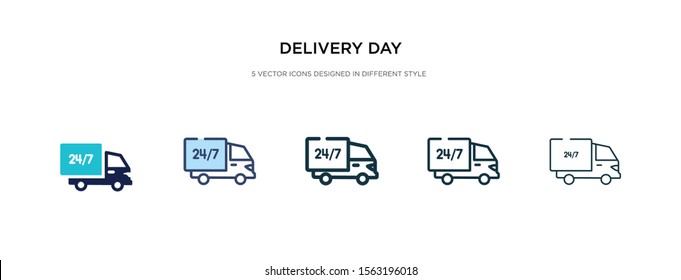 delivery day icon in different style vector illustration. two colored and black delivery day vector icons designed in filled, outline, line and stroke style can be used for web, mobile, ui