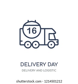 Delivery day icon. Delivery day linear symbol design from Delivery and logistic collection.