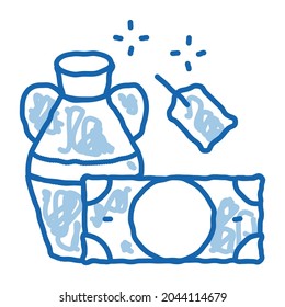 delivery of decorative vase to pawnshop sketch icon vector. Hand drawn blue doodle line art delivery of decorative vase to pawnshop sign. isolated symbol illustration