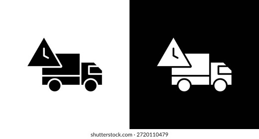 Ícone de atraso de entrega ilustrações gráficas simples e planas. Vetor de silhueta preto e branco