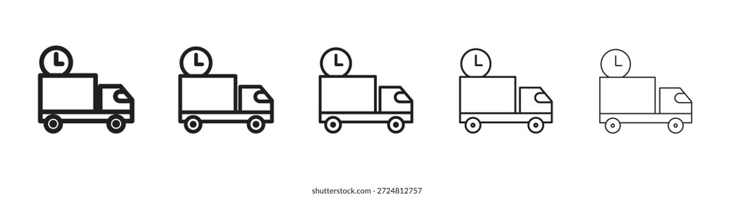 Ícone de atraso na entrega. Estilo de contorno simples. Elementos gráficos.