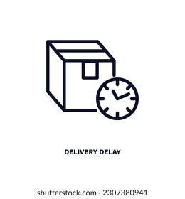 delivery delay icon. Thin line delivery delay icon from delivery and logistics collection. Outline vector isolated on white background. Editable delivery delay symbol can be used web and mobile