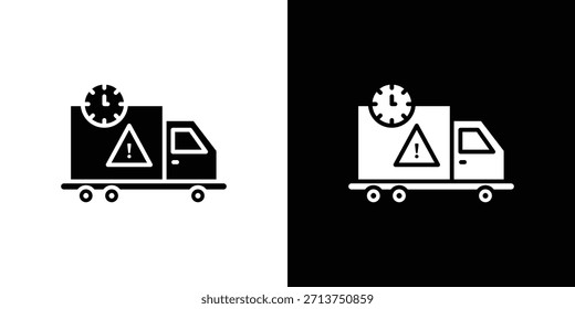 Ícone de atraso na entrega. Ilustração vetorial. Silhueta em preto
