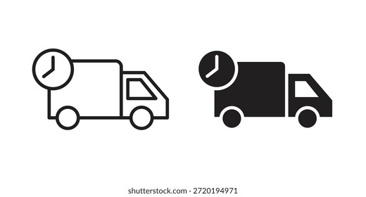 Ícones de atraso de entrega. Pixel perfeito. Ícone de contorno de vetor. Conceito de logotipo plano.