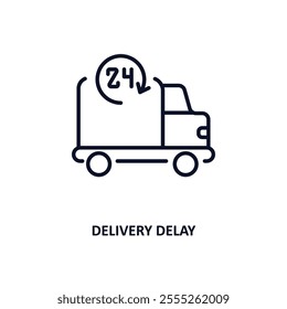 delivery delay outline icon.  Thin line icon from delivery and logistic collection. Editable vector isolated on white background