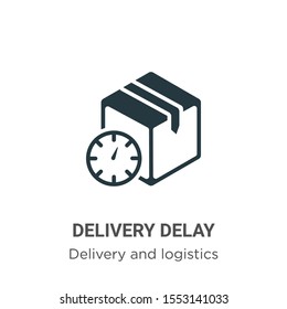 Delivery Delay Vector Icon On White Background. Flat Vector Delivery Delay Icon Symbol Sign From Modern Delivery And Logistics Collection For Mobile Concept And Web Apps Design.