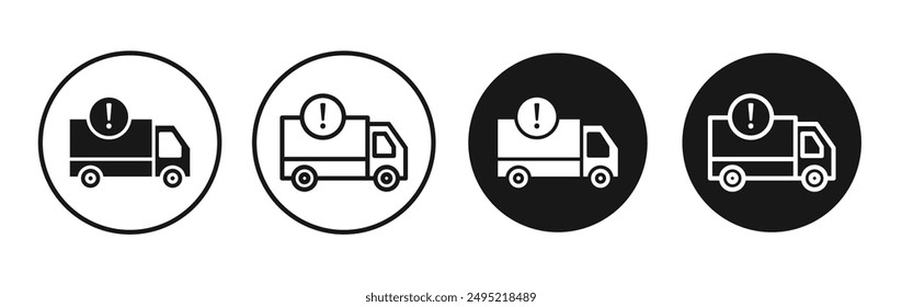 Delivery Delay vector icon set black filled and outlined style.