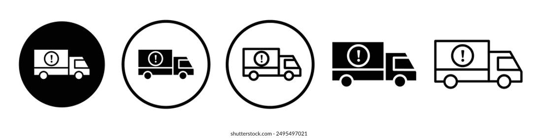 Delivery Delay vector icon set in black and white color.