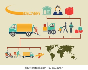 delivery design over  beige background vector illustration