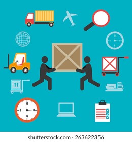 Delivery design over blue background, vector illustration.