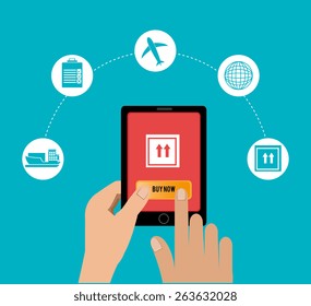 Delivery design over blue background, vector illustration.