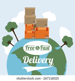 Delivery design over blue background, vector illustration