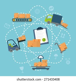 Delivery design over blue background, vector illustration.