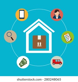 Delivery design over blue background, vector illustration.