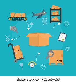 Delivery design over blue background, vector illustration