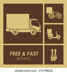 Delivery  design over brown background, vector illustration