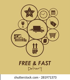 Delivery design over brown background, vector illustration