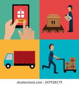Delivery design over colorful background, vector illustration.