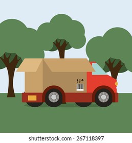 Delivery design over landscape background, vector illustration
