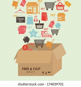 delivery design over lineal background vector illustration