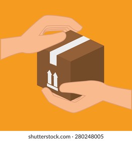 Delivery design over orange background, vector illustration.
